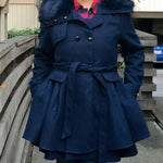 Faux Fur Lapel Double-Breasted Thick Wool Coat - Zeagoo (Us Only)