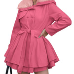 Faux Fur Lapel Double-Breasted Thick Wool Coat - Zeagoo (Us Only)