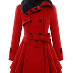 Faux Fur Lapel Double-Breasted Thick Wool Coat - Zeagoo (Us Only)