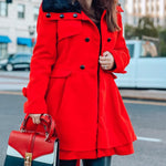 Faux Fur Lapel Double-Breasted Thick Wool Coat - Zeagoo (Us Only)