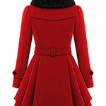 Faux Fur Lapel Double-Breasted Thick Wool Coat - Zeagoo (Us Only)