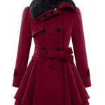 Faux Fur Lapel Double-Breasted Thick Wool Coat - Zeagoo (Us Only)