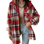 Women's Plaid Fleece Lined Hooded Jacket