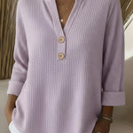 Lucia | Textured Button-Down Henley Shirt