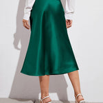 Satin Zipper Elegant Work Skirts - Zeagoo (US Only)