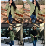 Lantern Sleeve Button Down Cable Knit Sweate - Zeagoo (Us Only)