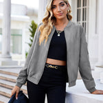Faux Bomber Zip Up Lightweight Jacket Coat with Pockets - Zeagoo (Us Only)