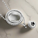 "No Longer By My Side, Forever In My Heart" – Stainless Steel Urn Paw Necklace