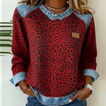 Hollyn™ | Leopard Print Sweater with Denim Collar