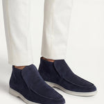 Monaco | Mocassino Aperto Camoscio — Blu Navy