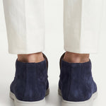 Monaco | Mocassino Aperto Camoscio — Blu Navy
