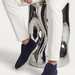 Monaco | Mocassino Aperto Camoscio — Blu Navy