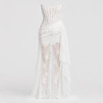 Isla Alderton | Lace Corset Strapless Wedding Dress Set For Women