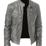 Biker Casual Zipper Leather-Look Jacket