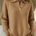 Women's Classic solid-colour turtleneck sweater with button closure