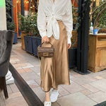 Satin Zipper Elegant Work Skirts - Zeagoo (US Only)
