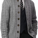 Men's Stand Collar Button Knit Cardigan
