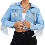 Long Sleeve Crop Denim Jacket - Zeagoo (Us Only)