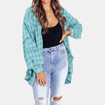 Women's Raw Hem Oversized Check Shirt