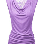 Ruched Cowl Neck Tank Tops - Zeagoo (Us Only)
