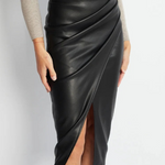 Overlayed Vegan Leather Skirt