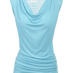 Ruched Cowl Neck Tank Tops - Zeagoo (Us Only)