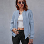 Faux Bomber Zip Up Lightweight Jacket Coat with Pockets - Zeagoo (Us Only)
