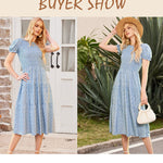 Zeagoo Women's Boho Floral Print Vintage Maxi Dress