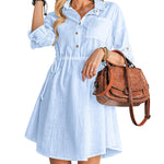 Linen Tunic Dress Shirts Boho Coverup Dresses with Belt - Zeagoo (Us Only)