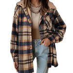 Women's Plaid Fleece Lined Hooded Jacket