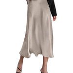 Satin Zipper Elegant Work Skirts - Zeagoo (US Only)
