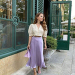 Satin Zipper Elegant Work Skirts - Zeagoo (US Only)