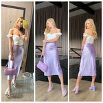 Satin Zipper Elegant Work Skirts - Zeagoo (US Only)