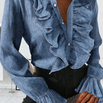 Camille Duval | Chic Ruffle Denim Blouse For Women