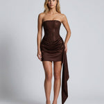 Lily Drummond | Rhinestone Corset Satin Mini Dress For Women