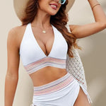 Two-piece V-neck Drawstring Bikini Swimsuit Set