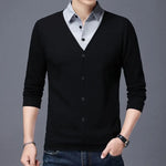 Men's Knitted Patchwork Sweater | Stylish Loose Fit for Spring Autumn