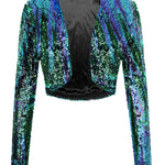 Sequin Shrug Glitter Bolero Jackets with Sparkly Blazer Long Sleeve Cropped Cardigan - Zeagoo (Us Only)