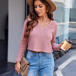 Zeagoo Women Long Sleeve Tops Waffle Knit Shirts