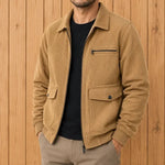 Men's Textured Zip-Up Casual Jacket