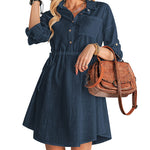Linen Tunic Dress Shirts Boho Coverup Dresses with Belt - Zeagoo (Us Only)