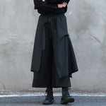 Loose Elastic Waist Wide Leg Fake Two Piece Culottes