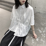 Japanese Style Irregular Pleated Loose T-shirt