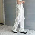 Heavy-duty Pearl Stitching Wide-leg Pants