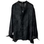 Retro Transparent V-Neck Printed Long-Sleeve Shirt