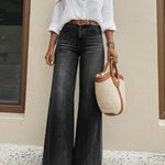 Women's Button Pocket Wide Leg Jeans