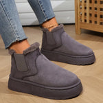 Women's Fuzzy Collar Slip-On Ankle Boots