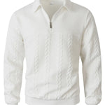 Men's Cable Texture Zip Collar Jumper