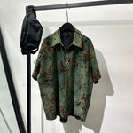 Vintage Print Loose Lapel Shirt