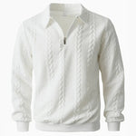 Men's Cable Texture Zip Collar Jumper